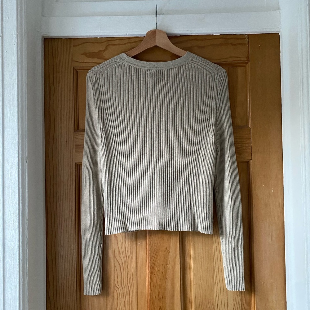 GAP Beige Ribbed Knit Cardigan - Picture 3 of 5